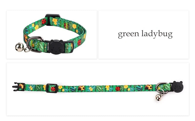 Cartoon Pet Cat Neck Collar for Small Dogs 19-28cm Ring Bell Anti Lost Adjustable Chihuahua Neck Wear Polyester Pet Accessories