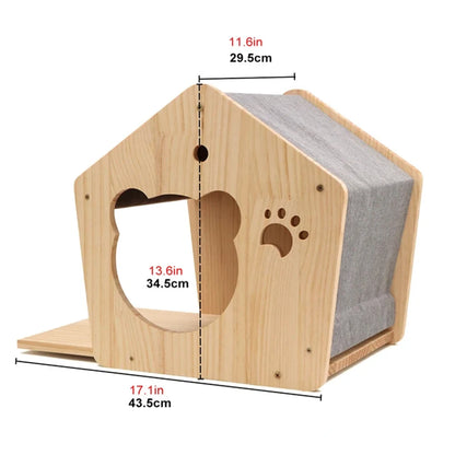 Wooden Cat Wall Hammock Perch Sisal Cat Wall Shelves Four-Step Steps Cat Scratching Post Indoor Cat Nest Tree Climber Furniture