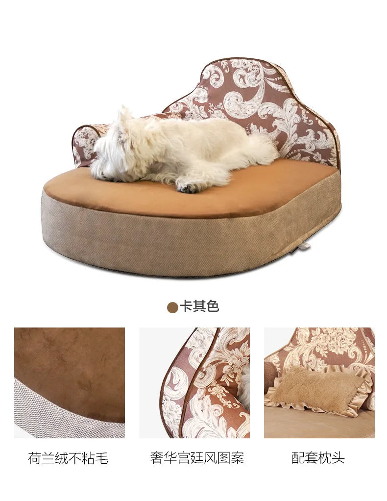 Bola kennel medium and large dog sofa bed removable and washable winter warm dog bed golden feather nest cushion pet supplies