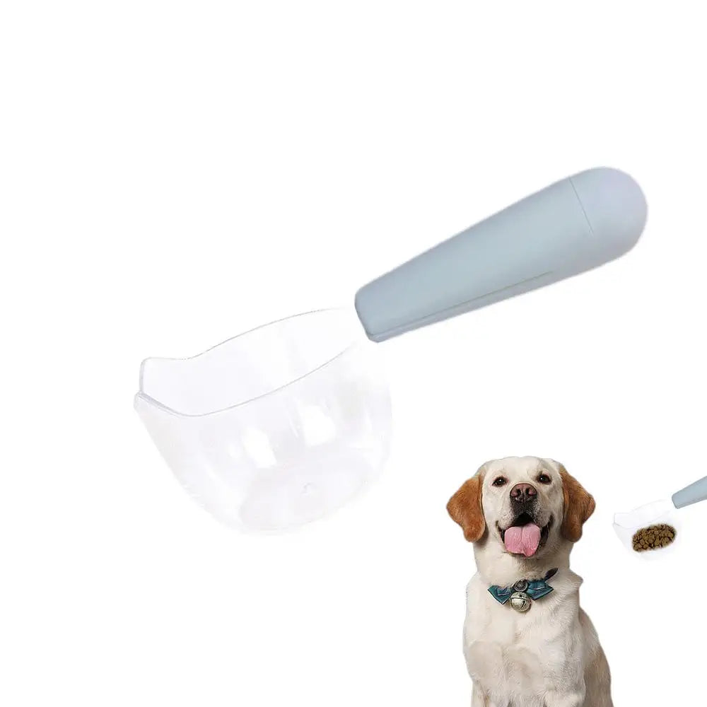 Dog Food Scoop Cat-Ear Shape Food Scoopers Kitten Food Measuring Cups Clear Convenient Scoops Bag Sealing Clip for Dry Dogs