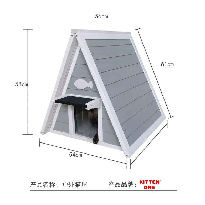 Indoor and outdoor cat house Feral cat nest rain proof and sunscreen cat villa wood cat cage warm outdoor cat shelter