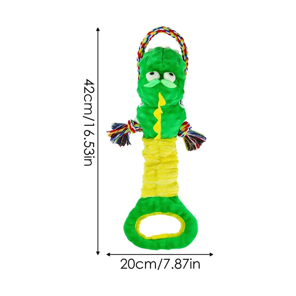 Green Dinosaur Rope Toy Pet Chew Training Animal Toy Pet Chew Training Animal Design Oral Health Teeth Cleaning Pet Squeaky Toy