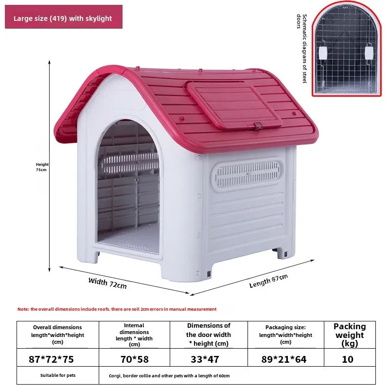 Plastic Dog Kennels Pet House with Door Modern Detachable Outdoor Indoor Waterproof Pet Houses