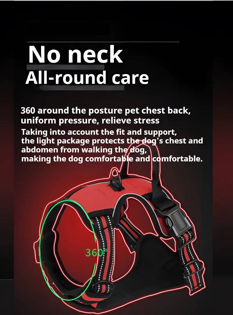 Pet dog chest back anti impact reflective vest style chest back large medium cat dog chest back traction rope set dog harness