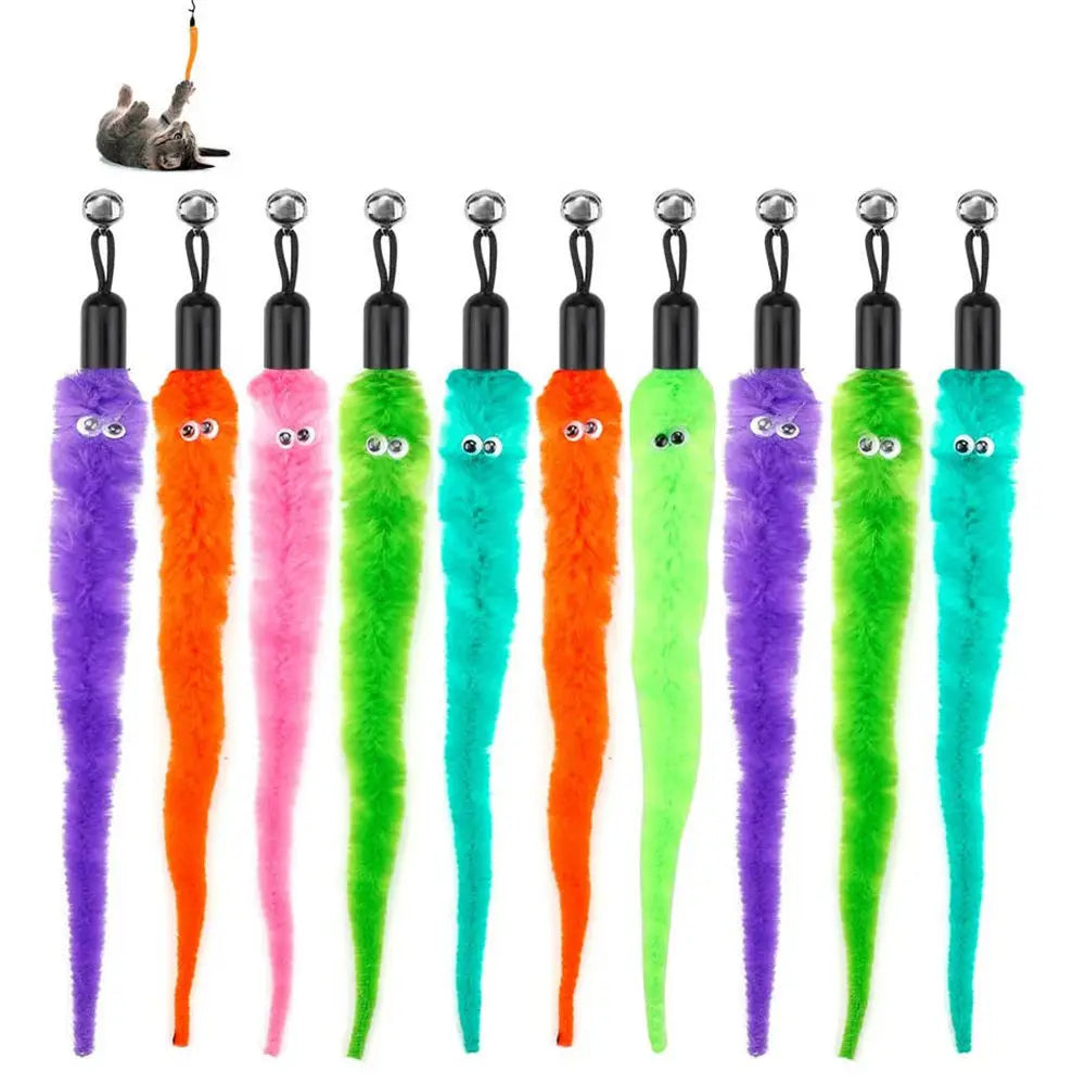 Cat Feather Toy Accessories False Mouse Worm Toy with Bell Kitten cat Toys Interactive Replacement Refill Foam Ball Training