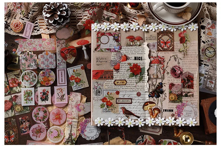 JIANQI 20 pcs PET Die cut Stickers book Plant Flower Label Decorative handmade Scrapbooking Material Diary Album Craft Supplies