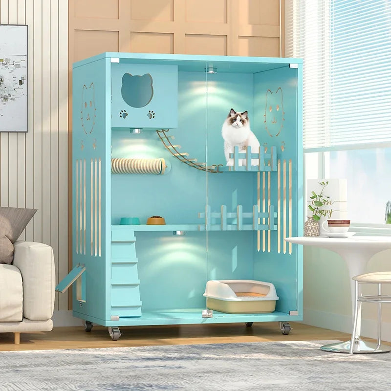 Factory Luxury Wooden Pet Cage Customized Wood Guangdong Pet houses Cats Solid Sustainable Window Beds for Cats 3 Pcs Cat houses