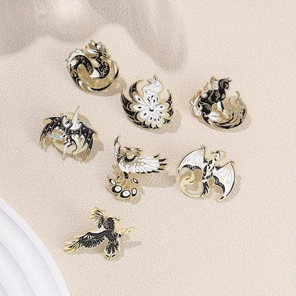 7Pcs Gothic Punk Bird Enamel Pins Custom Animal Cartoon Brooches Jewelry Clothes Accessoris Shirt Collar Lapel Badge Pin for Fri