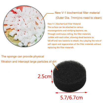 Aquarium Fish Tank Fluidized Moving Bed Filter Bubble Bio Media Filter Fish Tank Sponge With Sucker Air Stone And Sponge Filter