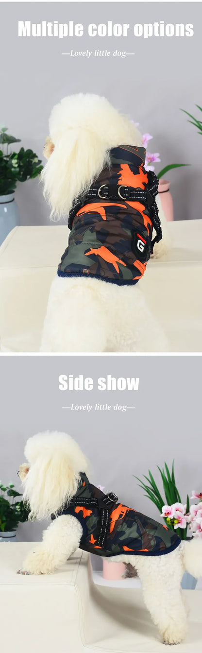 Winter Pet Dog Harness Vest Jacket Clothing Waterproof Coat Dog Clothes For Small Medium Dog Camouflage Windproof Puppy Pug Coat