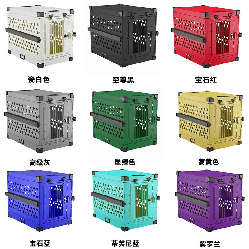 Portable dog cage Aluminum alloy medium and large dog  Folding pet car  Camping travel dog