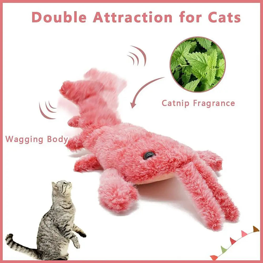 Pet Electric Plush Toy Puppy Dog Cat Interactive Plush Lobster Electric Toy Rechargeable Pet  Toy With Removable Catnip Bag
