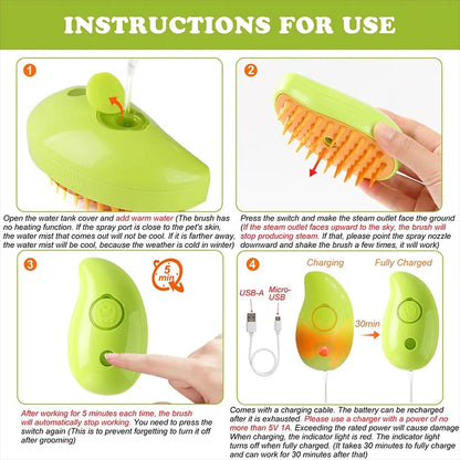 Pet Grooming Cat Brush Electric Spray Water Spray Kitten Dog Comb Soft Silicone Depilation Cats Bath Hair Brush Grooming Supplie
