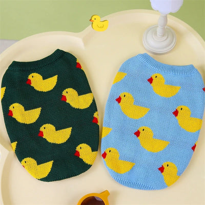Cartoon Ducks Wool Sweaters for Small Medium Dogs Winter Warm Cat Clothing French Bulldog New Year Christmas Pet Cat Overalls