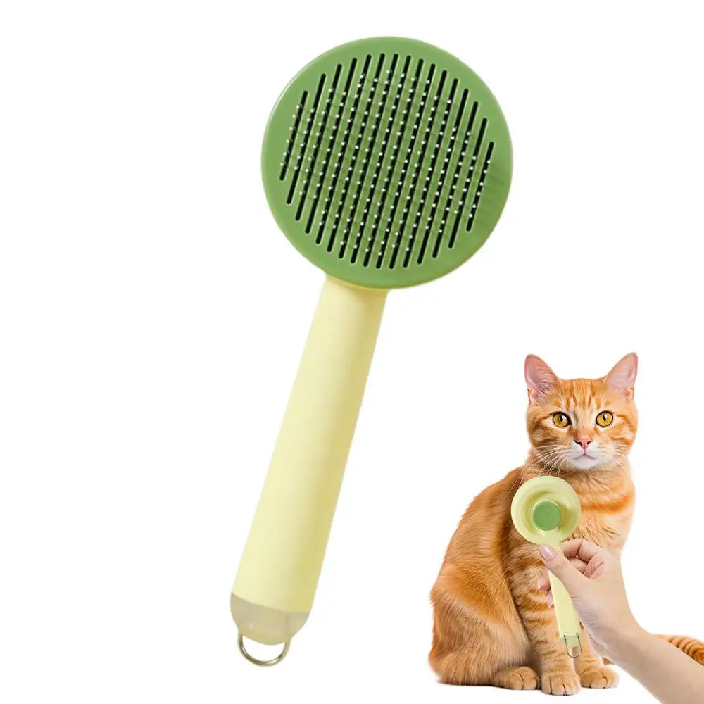 Self Cleaning Cat Brush Pet Cleaning Brush Pet Brush for Grooming Hair Removal with Release Button and Ergonomic Handle