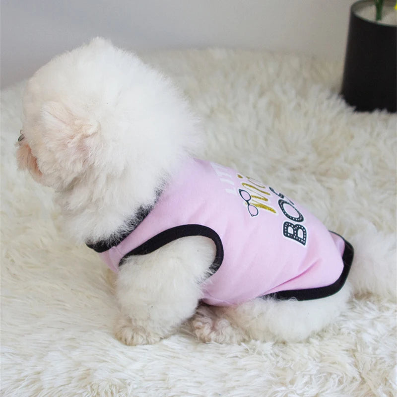 Summer Cotton Puppy Dog Vest Shirt Letter Print Pet Clothes for Small Dogs Chihuahua Pinscher Yorkshire Shirts mascotas Clothing