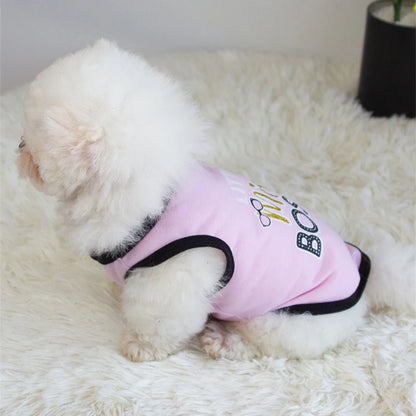 Summer Cotton Puppy Dog Vest Shirt Letter Print Pet Clothes for Small Dogs Chihuahua Pinscher Yorkshire Shirts mascotas Clothing