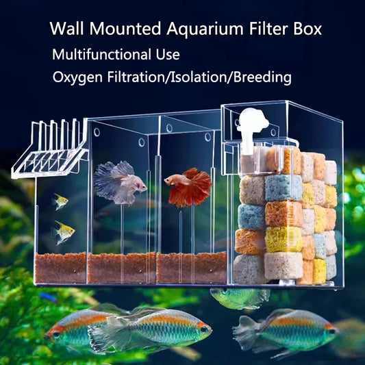 4 in 1 Fish Tank External Filter Box Acrylic Filter Dry and Wet Separation Small Silent External Suspend Aquarium Drip Overflow