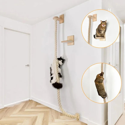 Wall Mounted Cat Perch Corner Platform With Felt Easy-to-Clean Cat Hammock Suit Cat Climbing Rope to Make Kitten Exercise Indoor