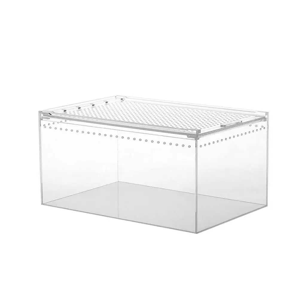 Reptile Pet Breeding Box Transparent Animal Habitat Cage With Breathable Holes Water Leakproof Box For Spider Snake Lizard