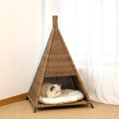 Cat litter tent creative rattan summer kennel cool breathable pet litter four seasons cat litter Internet celebrity cat villa