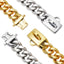 19MM Upgrade Heavy Duty Gold Dog Collar with Solid Buckle Stainless Steel Cuban Link Luxury Metal Pets Walking Collar Choker