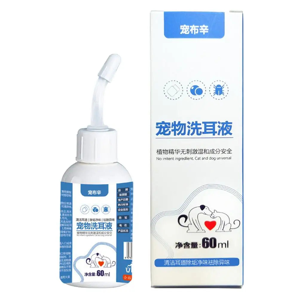 Ear Drops for Cat and Dog 60ml Gentle & Natural Ear Drops Ear Cleaning Liquid Regular Use Helps Avoid Discomfort Dog Ear Cleaner