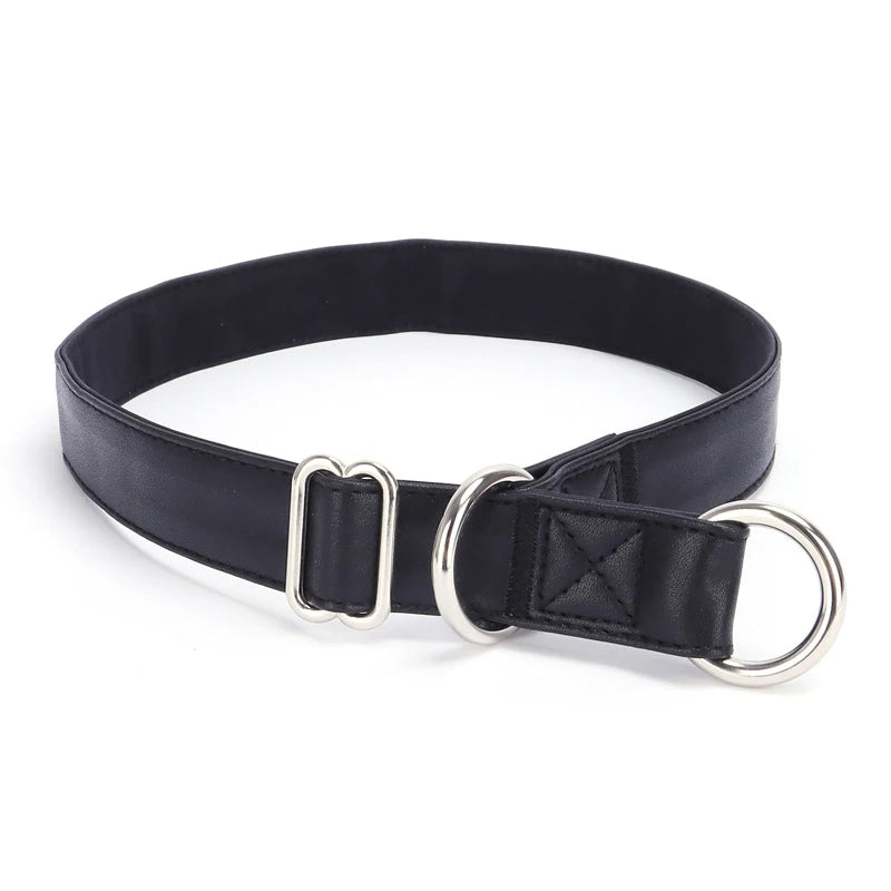 Slip Collar PU Leather Dog Choke Collar for Dog Training- No Pull Martingale Dog Collar for Small Medium Large Dogs Greyhound