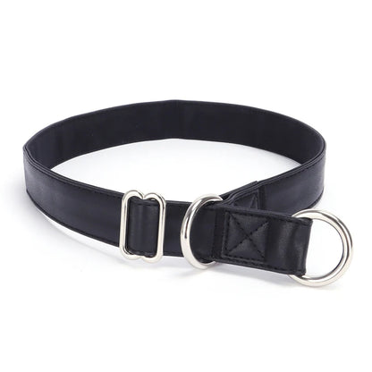 Slip Collar PU Leather Dog Choke Collar for Dog Training- No Pull Martingale Dog Collar for Small Medium Large Dogs Greyhound