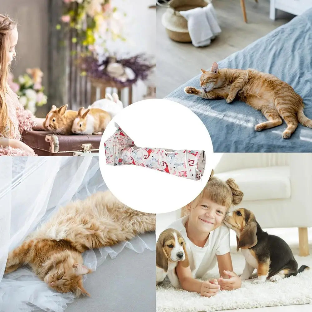 Cat Play Tunnel Folding Interactive Bunny Tent Tunnel Foldable Cat Tent Tubes Portable Indoor Outdoor Kennel Cat Tunnel Tube Toy