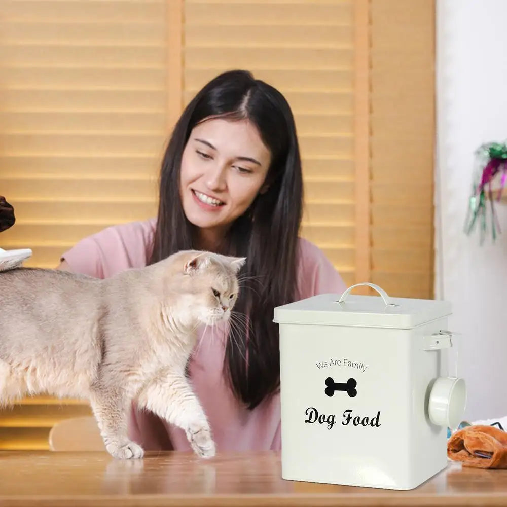 Pet Food Storage Bin Tank Container For Pet Food Storage Metal Portable Dog Food Bucket For Pet Foods Tablets Laundry Detergent