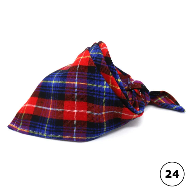 Plaid Cat Dog Bandana Pet Puppy Soft Cotton Bandanas Handkerchiefs Scarfs Triangular Bandages Accessories for Kittens Puppies
