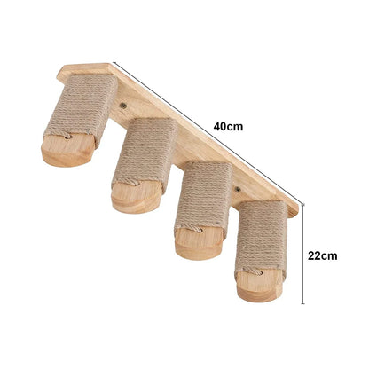 Cat Wall Mounted Furniture Hammock Climbing Shelves Cat Scratching Post Wooden Stairway Shelves Sisal Ladder Cat Climbing Frame