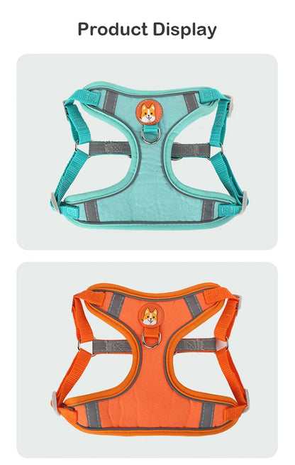 Pet Suede Chest Harness Vest Dog Strap Reflective Leash Retractable For Small Light And Convenientn
