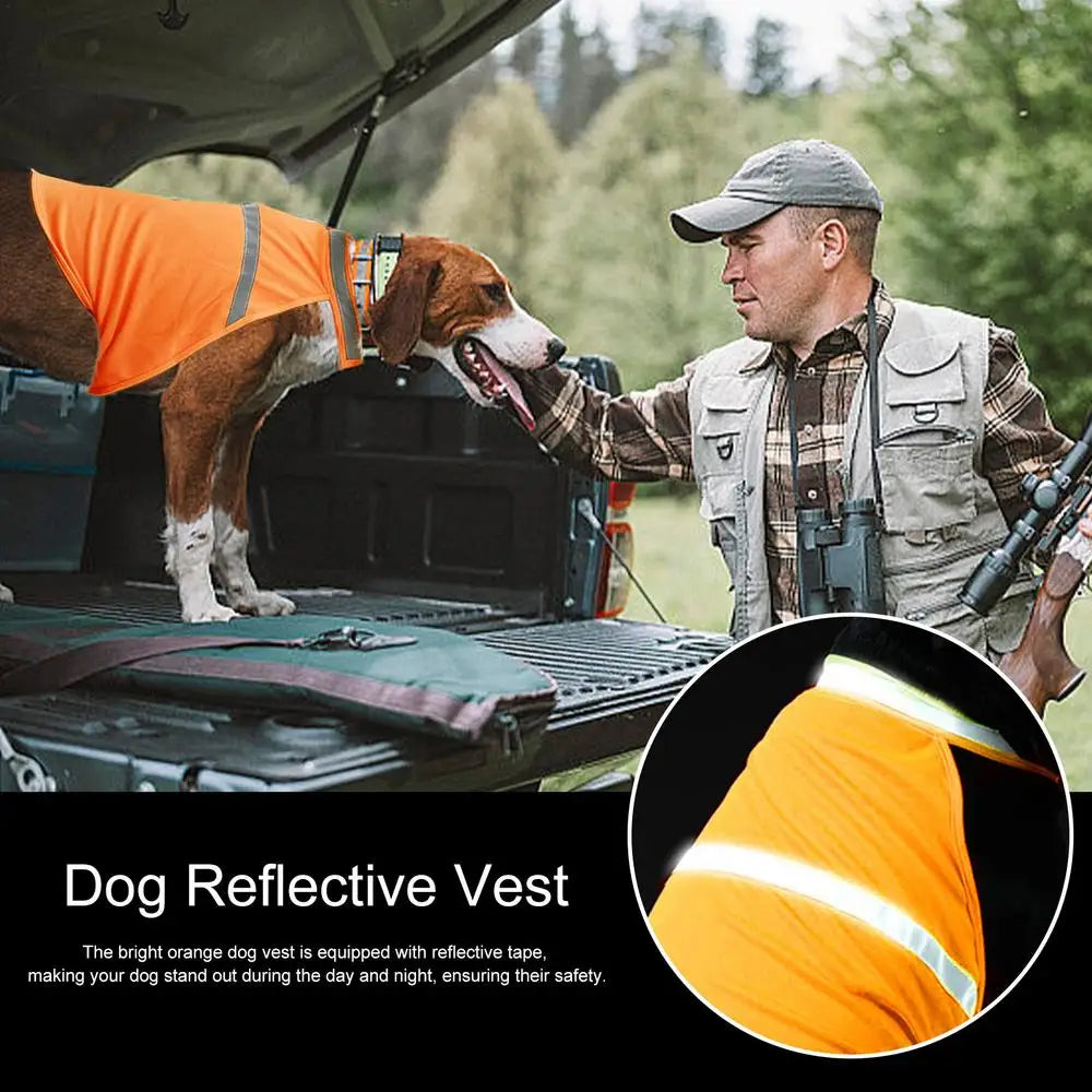 Reflective Dog Vest Breathable Dog Visibility Vest Dog Orange Vest Adjustable Fluorescent Comfortable Pet Supplies For Hunting