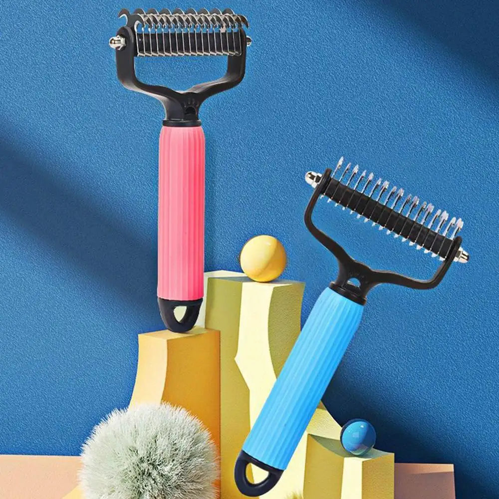 Dog Brush For Long Haired Dogs Pet Grooming Brush Double Sided Shedding Ergonomic Dematting Undercoat Rake Dog Brush Cat Brush