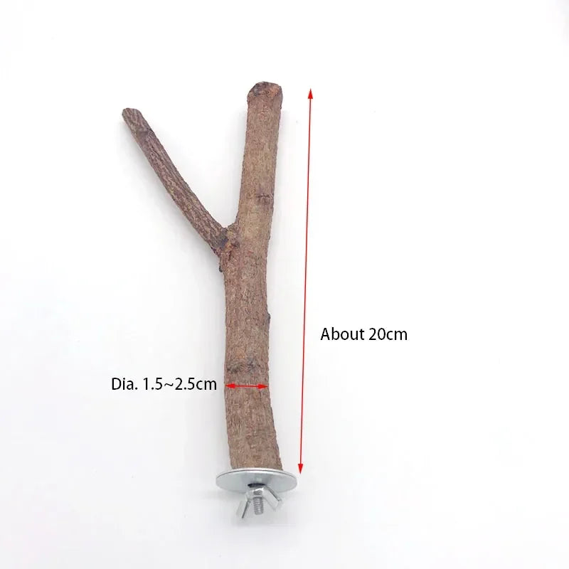 Natural Wood Pet Parrot Raw Wood Fork Tree Branch Stand Rack Squirrel Bird Hamster Branch Perches Chew Bite Toys Stick Supplies