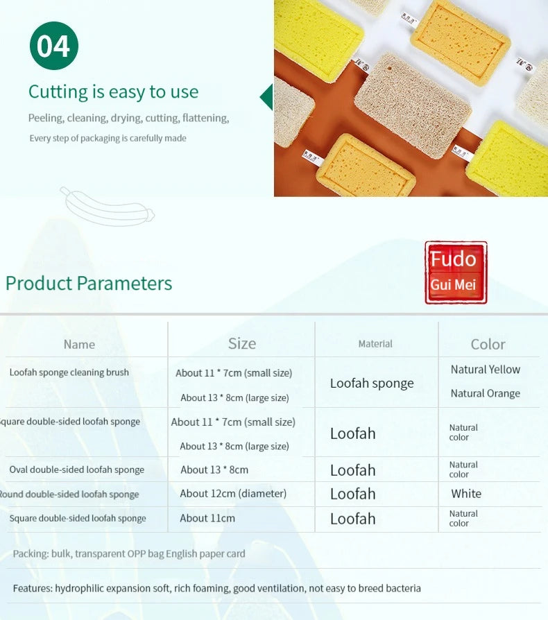 Natural Loofah Sponge Kitchen Sponge Wash Dish Eco-Friendly  Shower Luffa Body Scrubbers Loofa Biodegradable Sponge