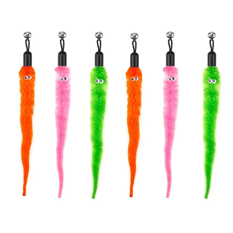 Cat Feather Toy Accessories False Mouse Worm Toy with Bell Kitten Cat Toys Interactive Replacement Refill Foam Ball Training