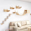 Cat Climbing Shelves Tree Tower Wall Mounted Furniture for Cats Jumping Platform Cat Scratching Post Ladder Solid Wooden Steps