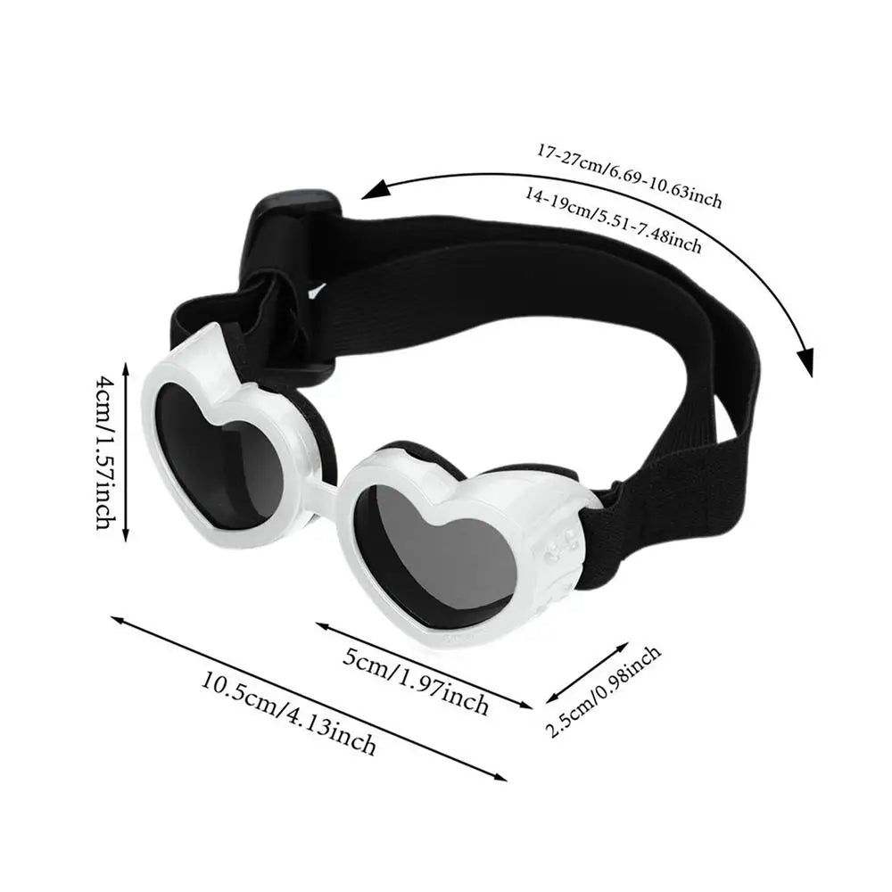 Heart-shaped Dog Sunglasses UV Protection Sun Glasses With Adjustable Strap Anti-Fog Goggles  Puppy Outdoor Eyes Protections