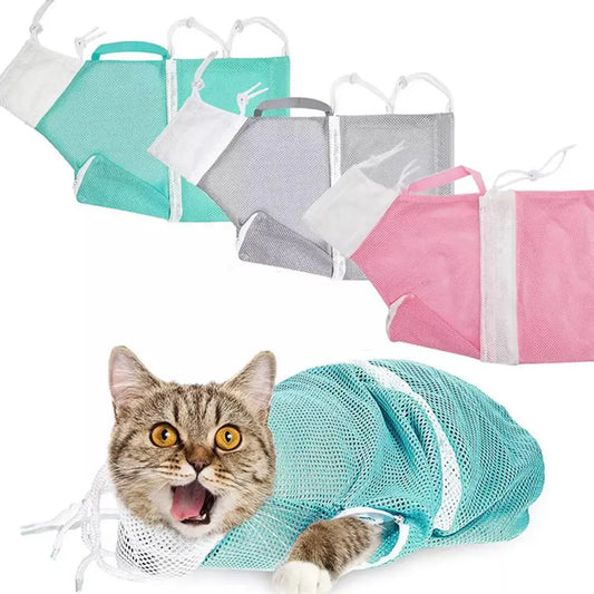 Cats Grooming Bag Breathable Mesh Cat Bathing Washing Bag Restraint Multi-purpose For Nail Cutting Beauty Medication Feedin A2J1