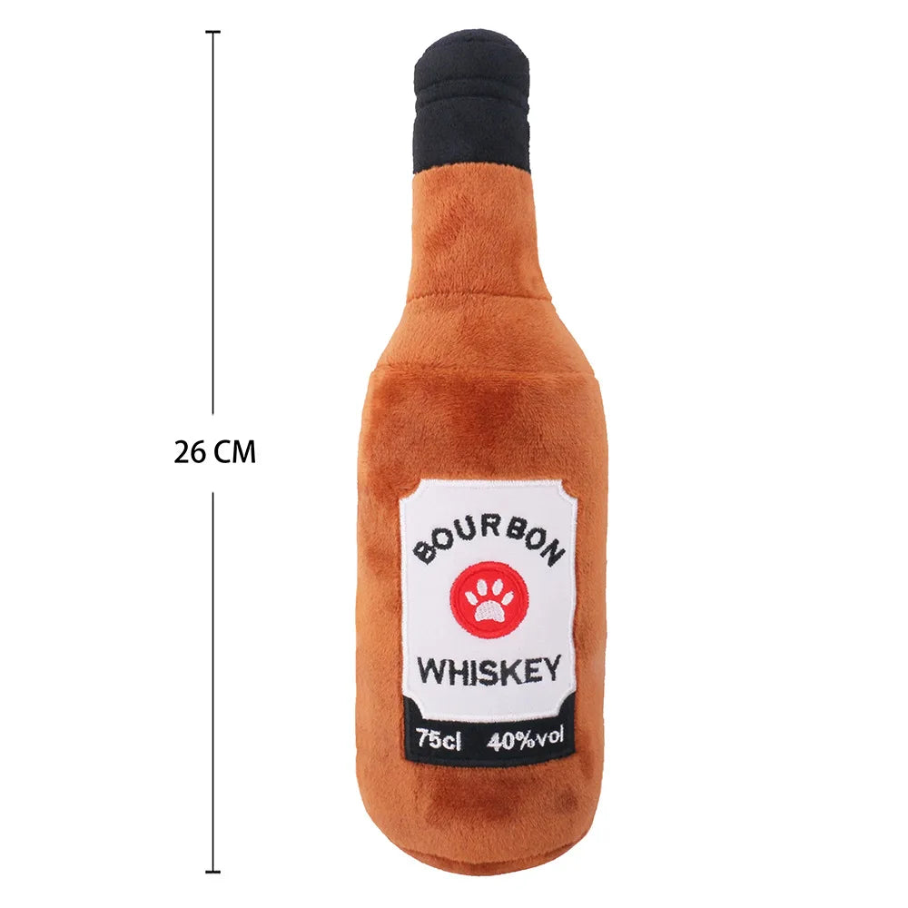 Dog Plush Toy Interesting And Lovely Plush-filled Whisky Bottle Squeaking And Sounding Pet Toy Dog Toy Fleece Squeak Toys