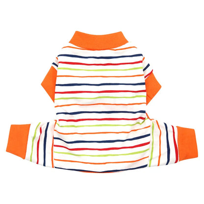 Stripe Dog Pajamas Onesie Spring Autumn Cotton Dog Clothes for Small Medium Dogs, Soft Cat Puppy Jumpsuit Outfits Pet Apparel