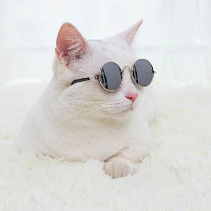 Anti-slip Cat Sunglasses Pet Accessories Small Dog Sun Glasses Classic Retro Circular Glasses for Kitten Photos Props Cosplay