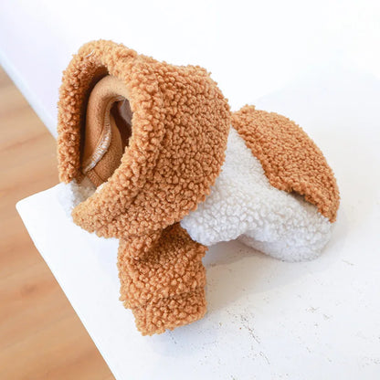 Thicken Warm Sherpa Fleece Dog Coat Winter Dog Clothes for Small Medium Dogs, Puppy Hooded Sweater Yorkie Chihuahua Pet Apparel