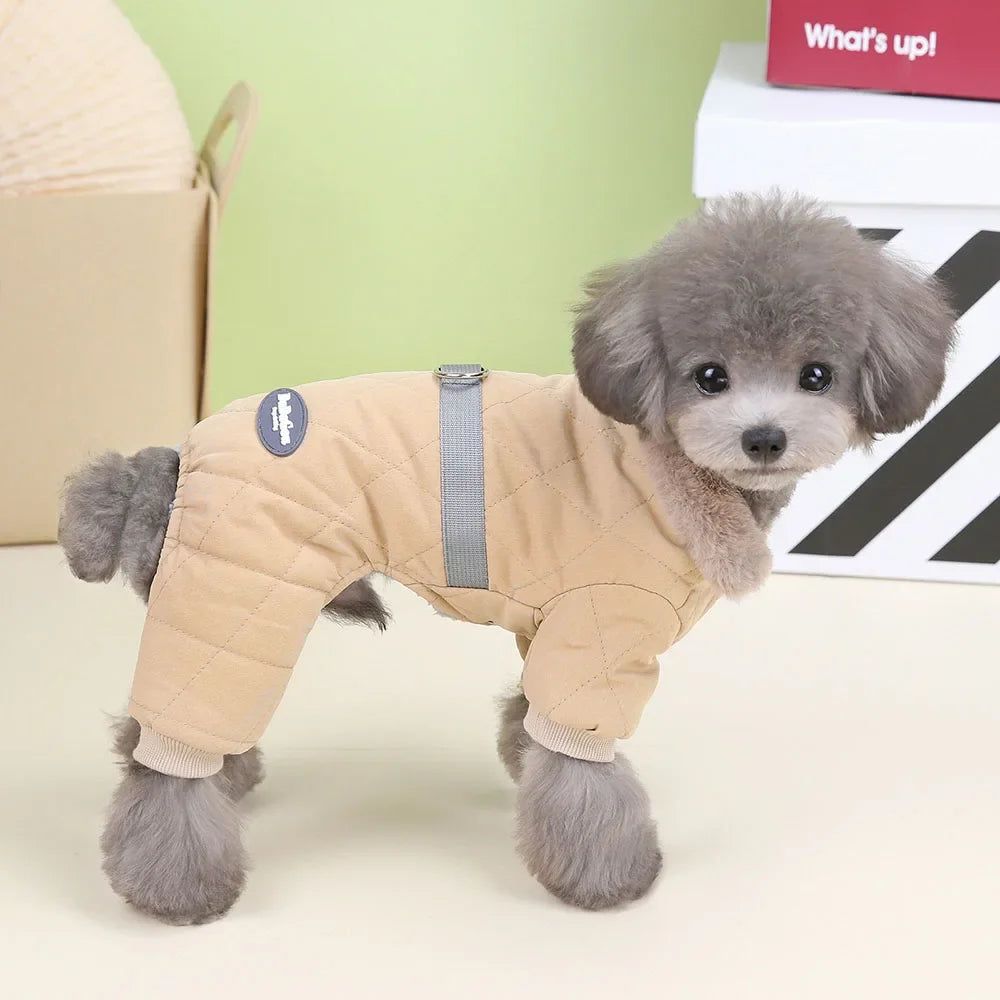 Windproof Dog Jumpsuit Coat Winter Dog Clothes Warm Fur Collar Puppy Cotton Jacket for Small Medium Dogs Pet Chihuahua Costume