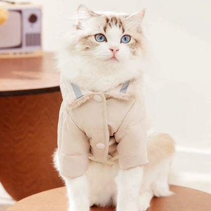 Winter Dog Jacket Fleece Pet Coat Double Sided Wear Dog Warm Clothes Thickened Cat Clothing Chihuahua Bichon Costume with D-Ring