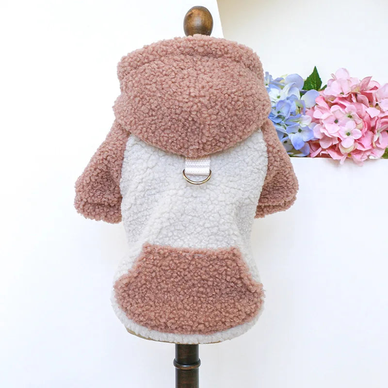 Thicken Warm Sherpa Fleece Dog Coat Winter Dog Clothes for Small Medium Dogs, Puppy Hooded Sweater Yorkie Chihuahua Pet Apparel