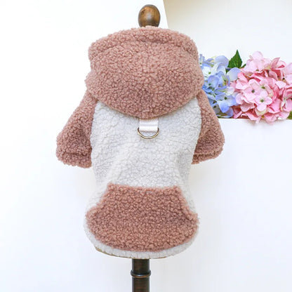 Thicken Warm Sherpa Fleece Dog Coat Winter Dog Clothes for Small Medium Dogs, Puppy Hooded Sweater Yorkie Chihuahua Pet Apparel